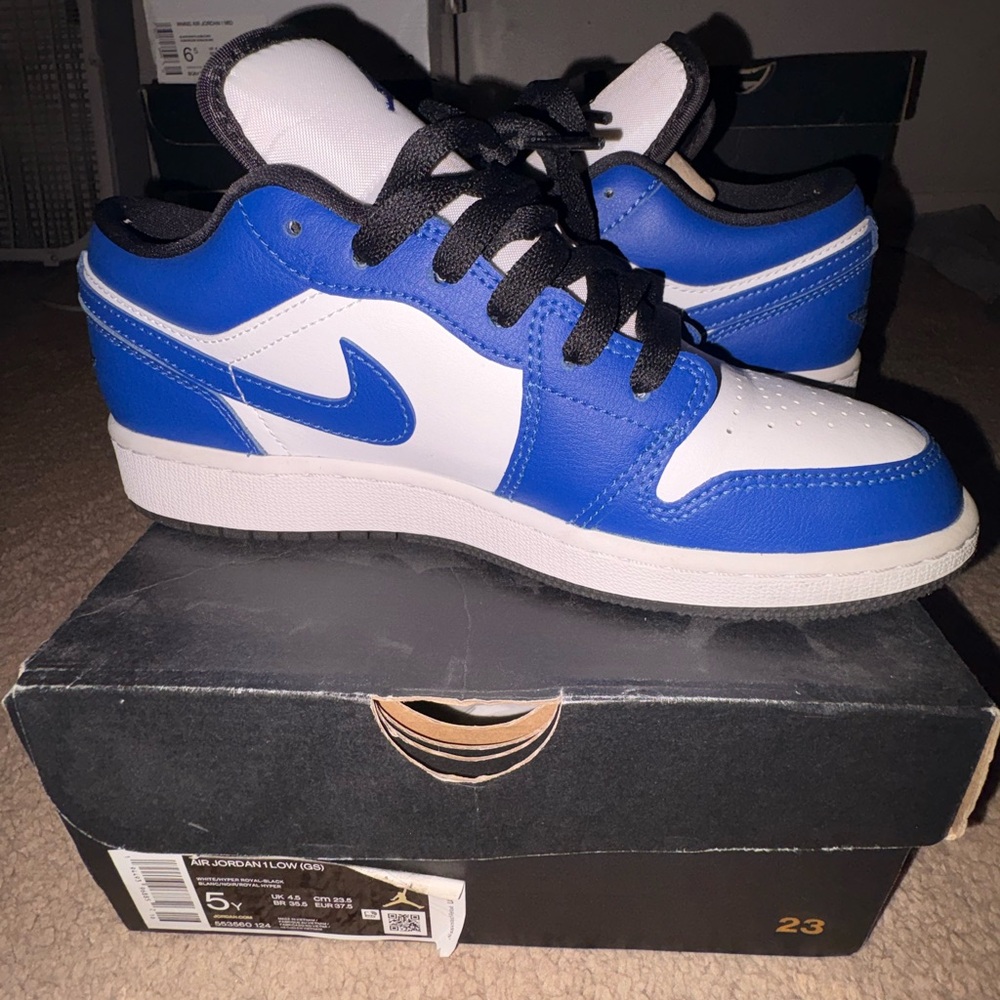 Jordan Kids' Royal Blue, White & Black Low-Top Sneakers